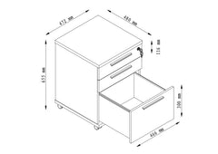 EMERGE OFFICE MOBILE 3 DRAWER IRONSTONE FRAME WITH WHITE FINISH