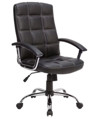 CHECK CHAIR BLACK PVC CHROME ARMS AND STAR BASE