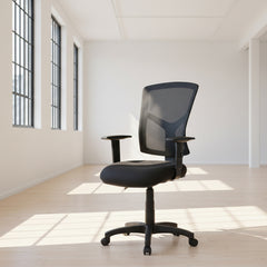 JASPER J ADVANCE AIR II MESH HIGH BACK COMMERCIAL OFFICE CHAIR BLACK WITH ADJ ARMS