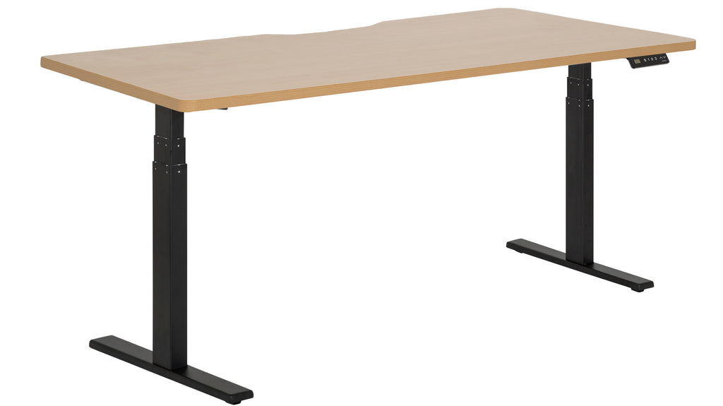 PULSE RAPID ASSEMBLY DUAL MOTOR HEIGHT ADJUSTABLE DESK 1800Wx800D BLACK METAL FRAME BEECH SCALLOP TOP
