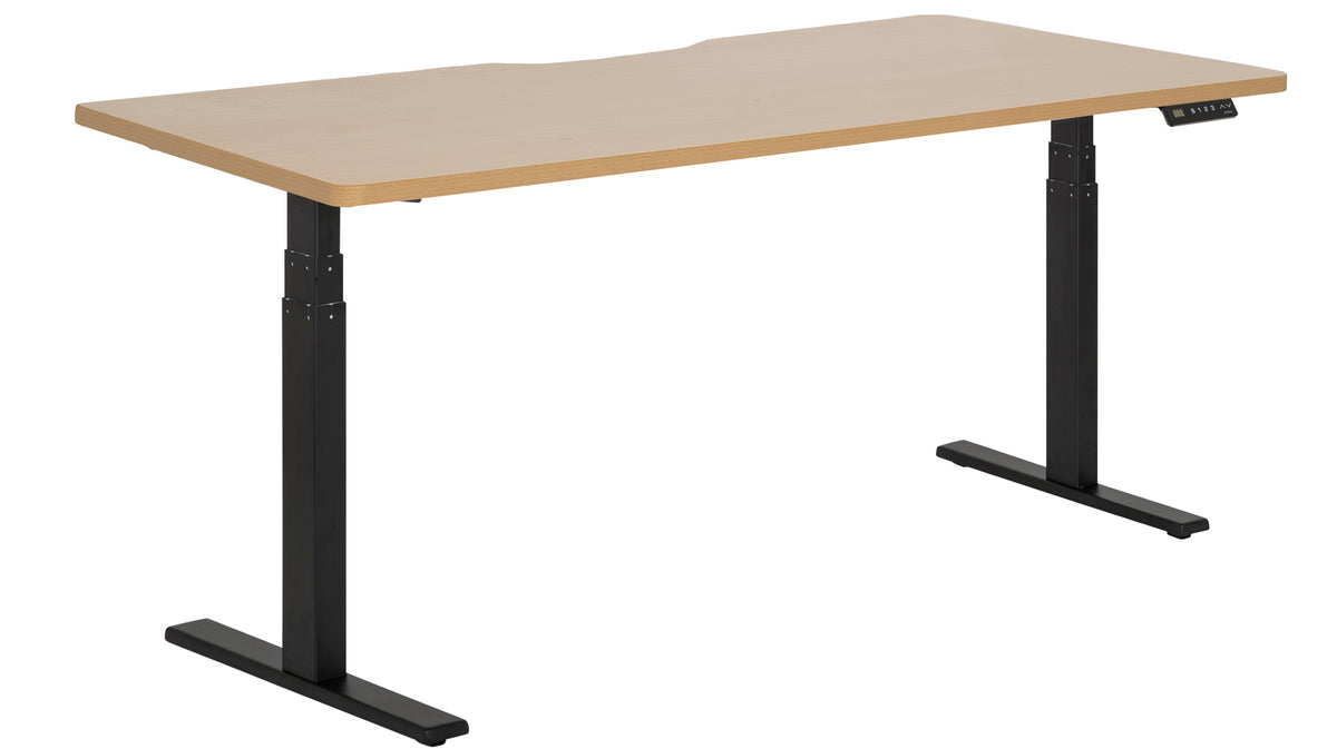 PULSE RAPID ASSEMBLY DUAL MOTOR HEIGHT ADJUSTABLE DESK 1800Wx800D BLACK METAL FRAME BEECH SCALLOP TOP