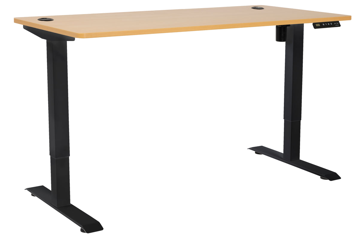 PULSE SINGLE MOTOR HEIGHT ADJUSTABLE DESK 1500Wx750D BEECH TOP BLACK BASE 3 PROGRAM CONTROLLER