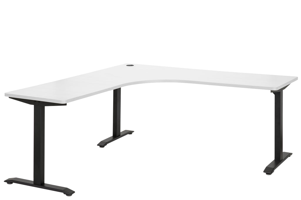 EMERGE 1800x1800x600 CORNER DESK WORKSTATION BLACK STEEL FRAME WITH WHITE TOP