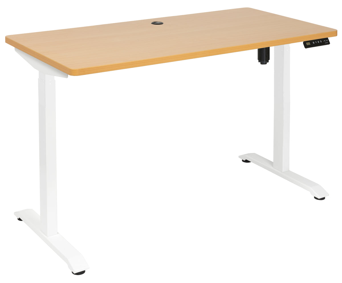 EMERGE 1200x600 SINGLE MOTOR HEIGHT ADJUSTABLE DESK BEECH TOP WITH WHITE BASE