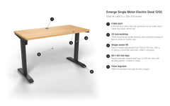 Emerge Single Motor Electric Desk 1200 x 600 features overview