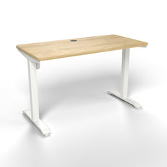 Emerge Single Motor Electric Desk 1200 x 600, Pacific Oak worktop, white frame