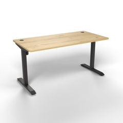 Emerge Single Motor Electric Desk 1500 x 750, Pacific Oak worktop, black frame