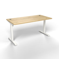 Emerge Single Motor Electric Desk 1500 x 750, Pacific Oak worktop, white frame