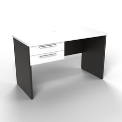 Emerge 1200x600 Slab End Desk, 2 Drawers, white, ironstone, hero render