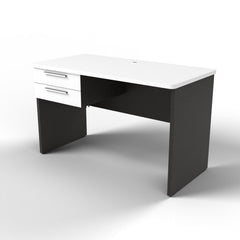 Emerge 1200x600 Slab End Desk, 2 Drawers, white, ironstone, side render