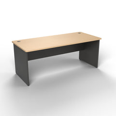 Emerge slab end desk 1800 x 800, beech worktop, ironstone base