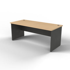 Emerge slab end desk 1800 x 800, beech worktop, ironstone base, right view