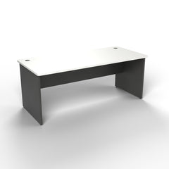 Emerge slab end desk 1800 x 800, white worktop, ironstone base