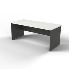 Emerge slab end desk 1800 x 800, white worktop, ironstone base, right view