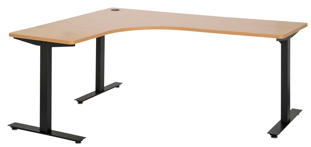 AMPLIFY 1200x1800 LH CORNER WORKSTATION BEECH TOP WITH BLACK METAL FRAME