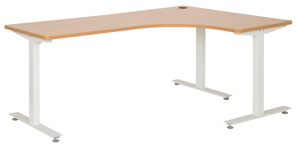 AMPLIFY 1800x1200 RH CORNER WORKSTATION BEECH TOP AND WHITE METAL FRAME