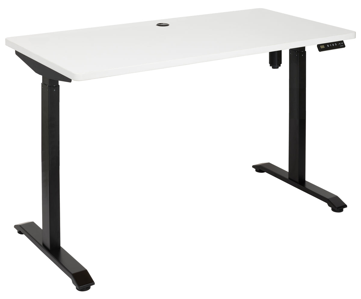 PULSE 1200x600 SINGLE MOTOR HEIGHT ADJ DESK WHITE TOP WITH BLACK BASE