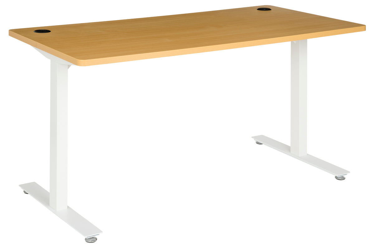 AMPLIFY 1800x800 STRAIGHT DESK BEECH TOP WITH WHITE METAL FRAME