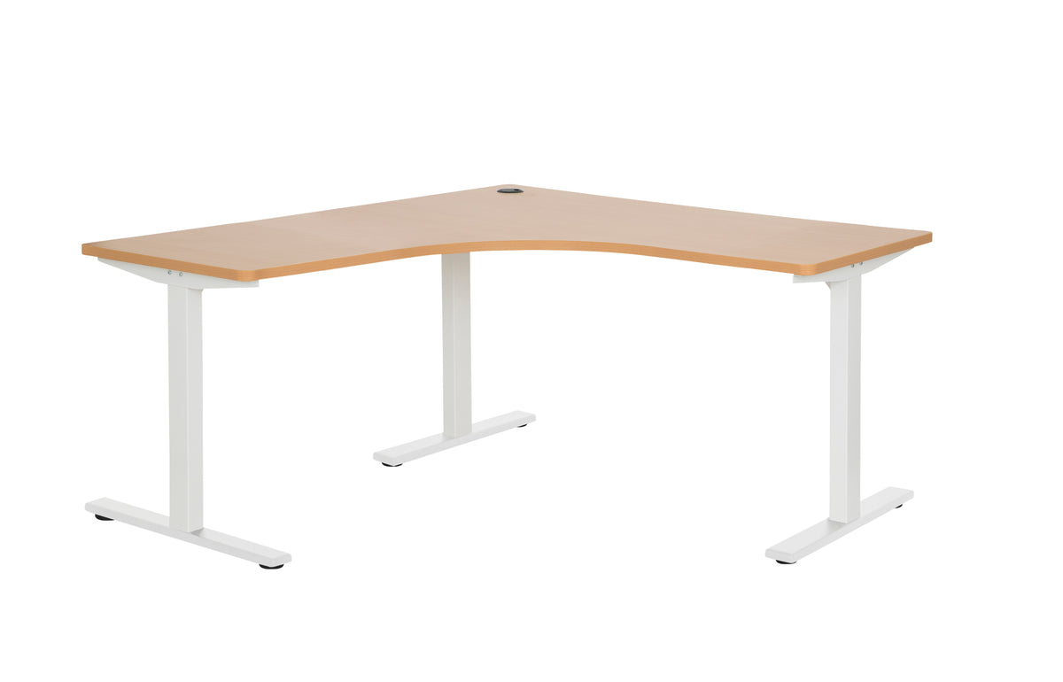 PULSE 1500x1500 WORKSTATION BEECH TOP WITH WHITE METAL FRAME