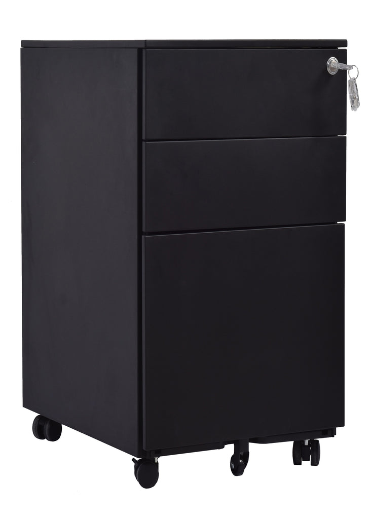 JASPER J SKINNY MOBILE METAL 3 DRAWER BLACK