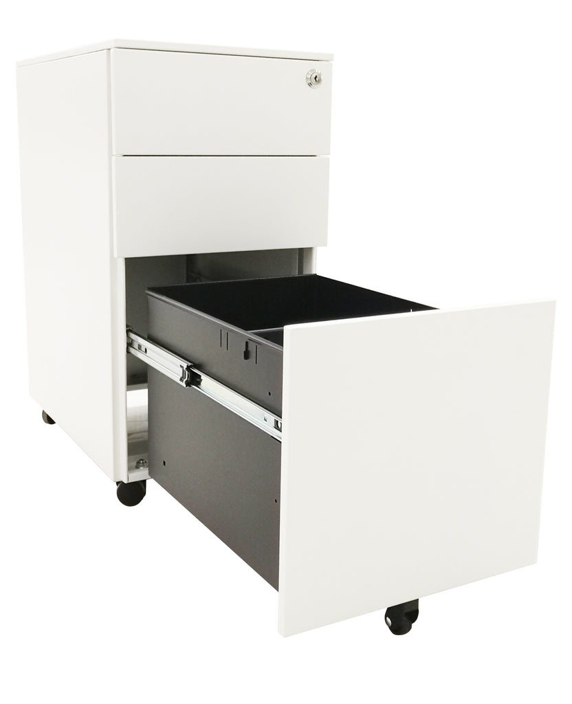 JASPER J SKINNY MOBILE METAL 3 DRAWER WHITE