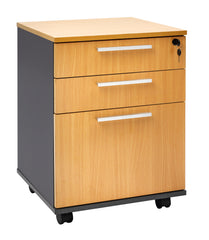 EMERGE OFFICE MOBILE 3 DRAWER IRONSTONE FRAME WITH BEECH FINISH