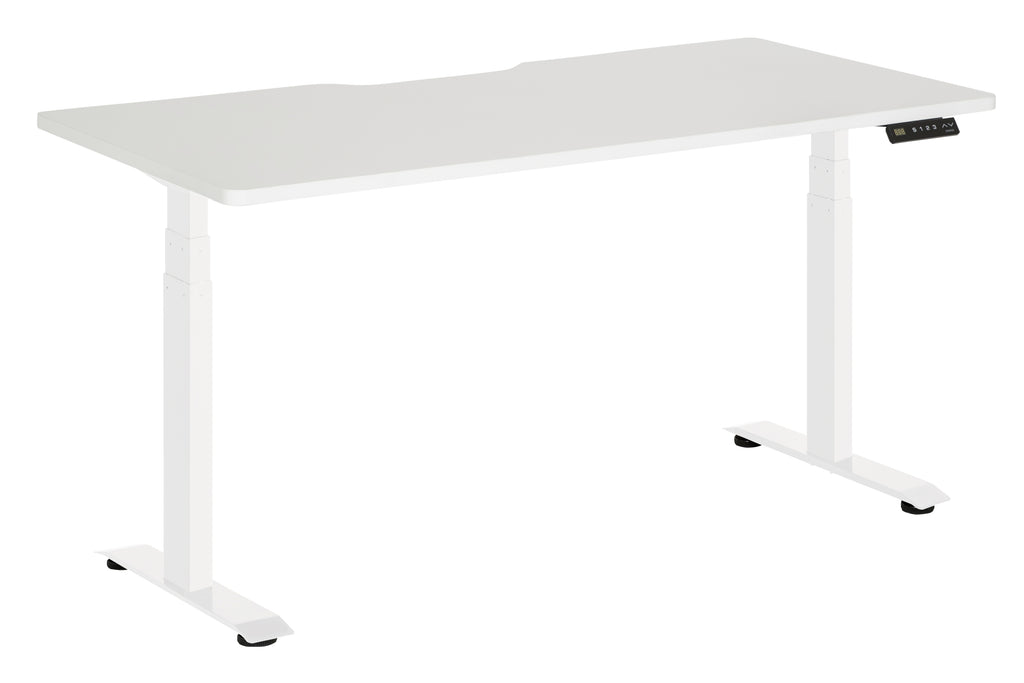 EMERGE RAPID ASSEMBLY ELECTRIC DESK 1500Wx750D WHITE METAL FRAME WITH WHITE SCALLOP TOP