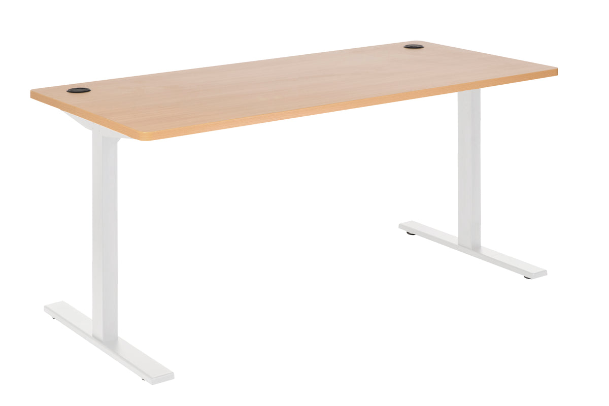 PULSE 1800 STRAIGHT DESK BEECH TOP WITH WHITE METAL FRAME