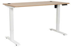 Emerge Single Motor Electric Desk 1500 × 750 Pacific Oak Worktop White Frame