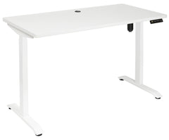 Emerge Single Motor Electric Desk 1200 × 600 White Worktop White Frame