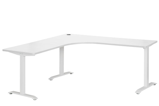 EMERGE Workstation - Corner Desk White Top White Metal Frame 1500Wx600D