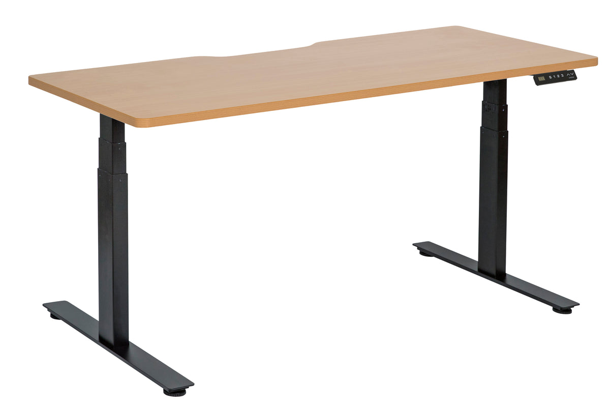 AMPLIFY RAPID ASSEMBLY ELECTRIC DESK 1500Wx750D BLACK METAL FRAME WITH BEECH SCALLOP TOP