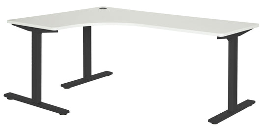 PULSE 1800x1200 LH METAL LEG WORKSTATION WHITE TOP WITH BLACK METAL FRAME