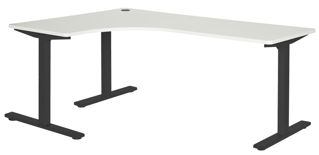 PULSE 1800x1200 LH METAL LEG WORKSTATION WHITE TOP WITH BLACK METAL FRAME