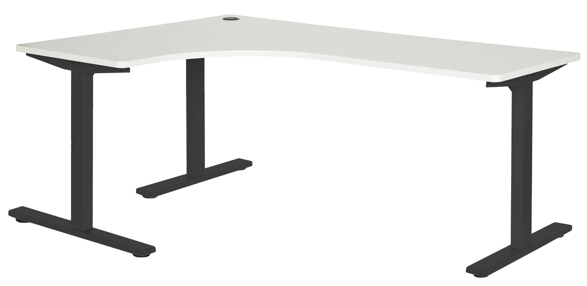 PULSE 1800x1200 LH METAL LEG WORKSTATION WHITE TOP WITH BLACK METAL FRAME