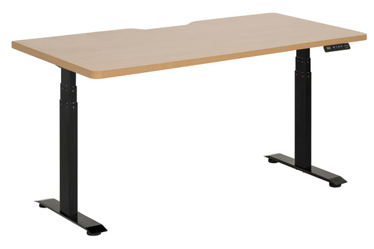 EMERGE RAPID ASSEMBLY ELECTRIC DESK 1500Wx750D BLACK METAL FRAME WITH BEECH SCALLOP TOP