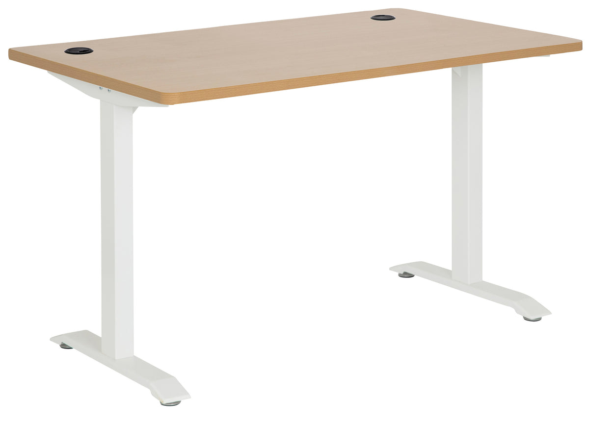 EMERGE STRAIGHT DESK BEECH TOP WHITE METAL FRAME 1500Wx750D