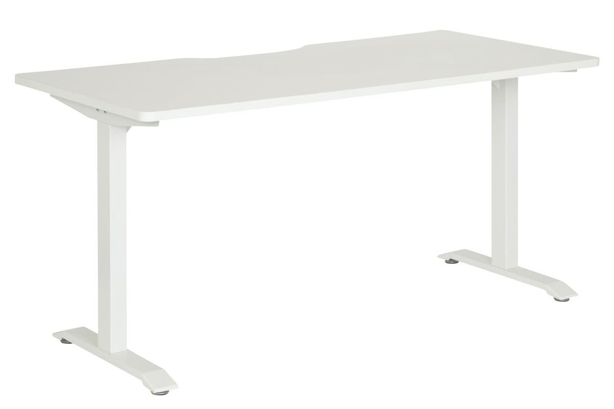 EMERGE 1800Wx800D STRAIGHT DESK SCALLOP WHITE TOP WITH WHITE METAL FRAME