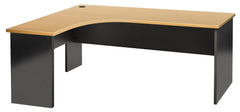 PULSE SLAB END CORNER DESK WORKSTATION 1200W-LEFTx1800W-RIGHTx600D IRONSTONE BASE WITH BEECH WORKTOP
