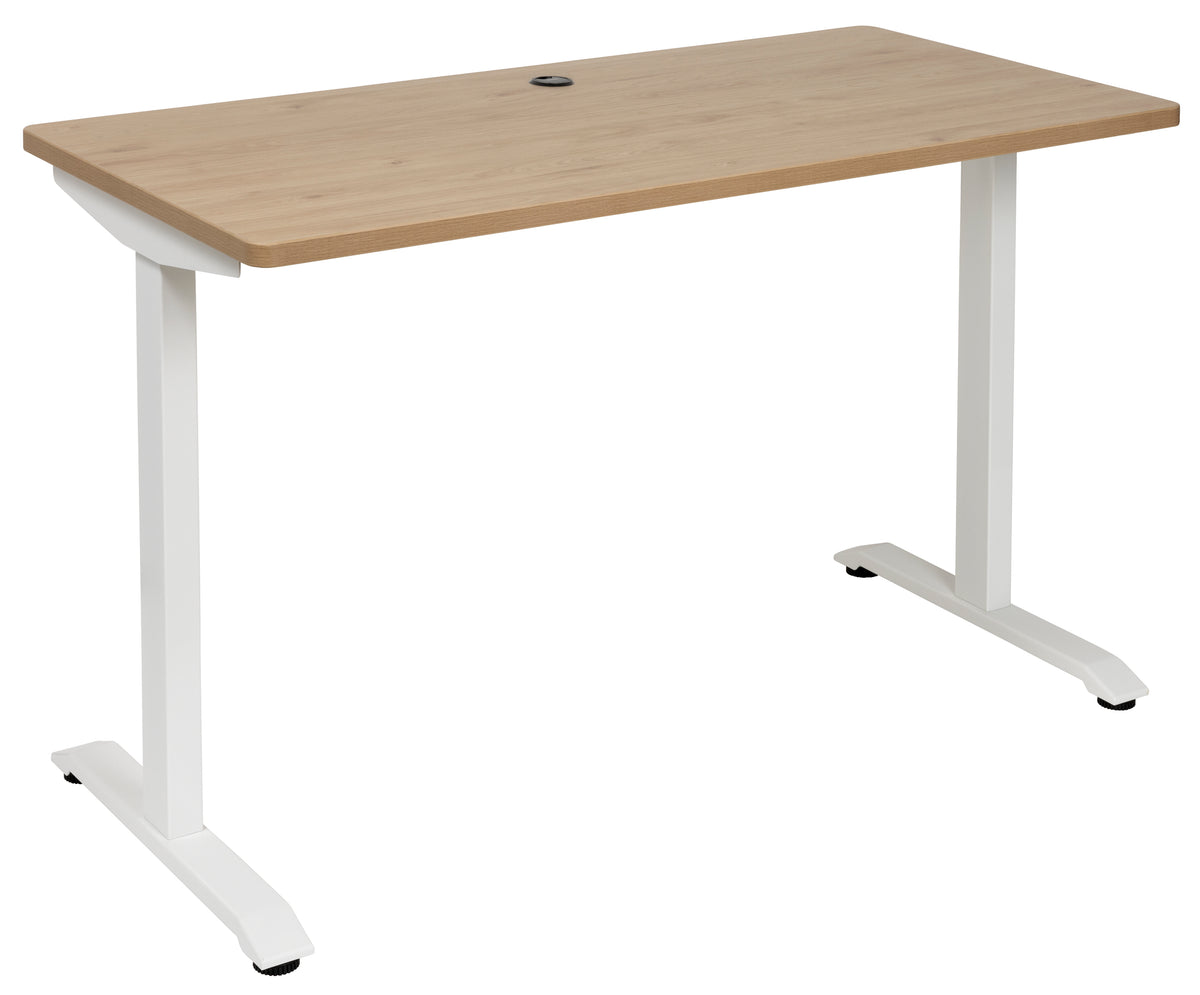 AMPLIFY 1200 x 600 STRAIGHT DESK PACIFIC OAK TOP WITH WHITE METAL LEGS