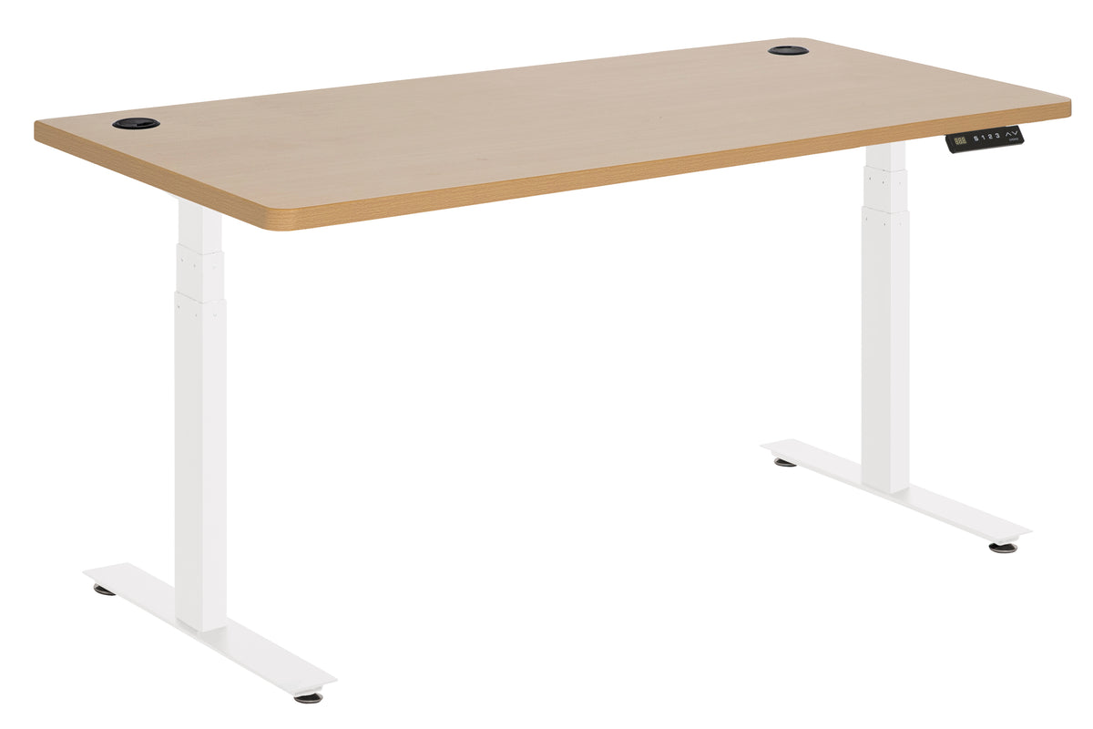 AMPLIFY RAPID ASSEMBLY ELECTRIC DESK 1500Wx750D WHITE METAL FRAME WITH BEECH TOP