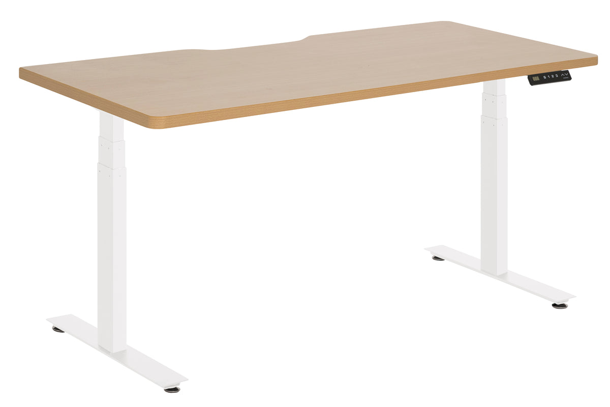 AMPLIFY RAPID ASSEMBLY ELECTRIC DESK 1500Wx750D WHITE METAL FRAME WITH BEECH SCALLOP TOP