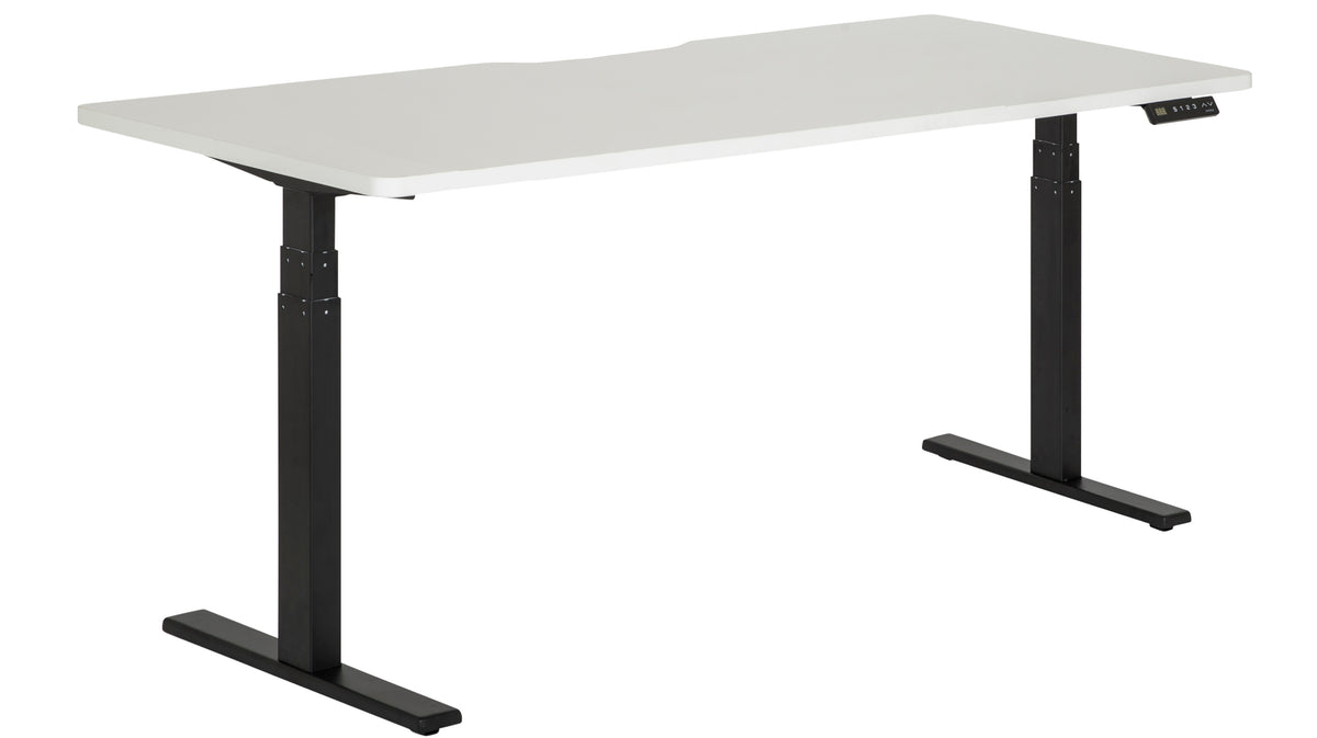 PULSE RAPID ASSEMBLY DUAL MOTOR HEIGHT ADJUSTABLE DESK 1800Wx800D BLACK METAL FRAME WITH WHITE SCALLOP TOP