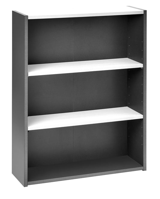 PULSE OFFICE BOOKCASE 900W x 300D x 1200H IRONSTONE FRAME WHITE TOP & SHELVES