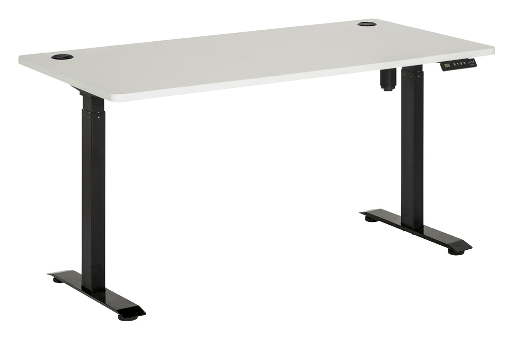 EMERGE SINGLE MOTOR HEIGHT ADJUSTABLE DESK 1800W WHITE TOP WITH BLACK BASE