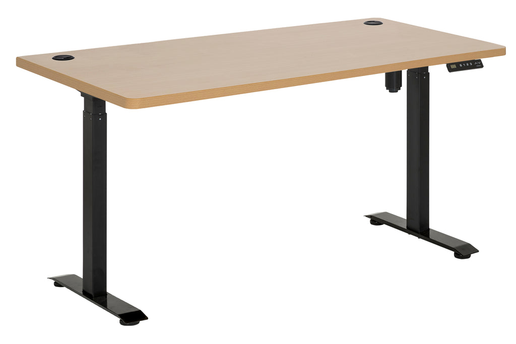 EMERGE SINGLE MOTOR HEIGHT ADJUSTABLE  DESK 1800W BEECH TOP WITH BLACK BASE
