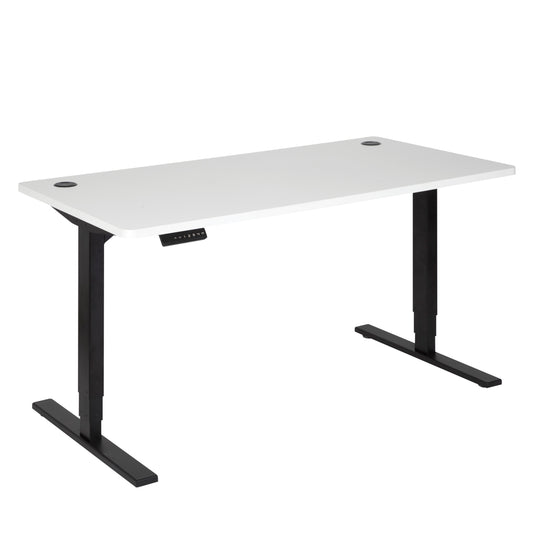 PULSE RAPID ASSEMBLY DUAL MOTOR HEIGHT ADJUSTABLE DESK 1500Wx750D BLACK METAL FRAME WITH WHITE TOP