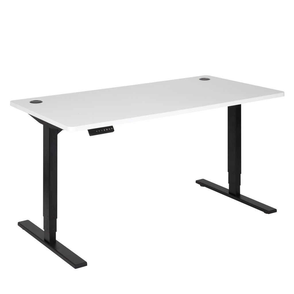PULSE RAPID ASSEMBLY DUAL MOTOR HEIGHT ADJUSTABLE DESK 1500Wx750D BLACK METAL FRAME WITH WHITE TOP