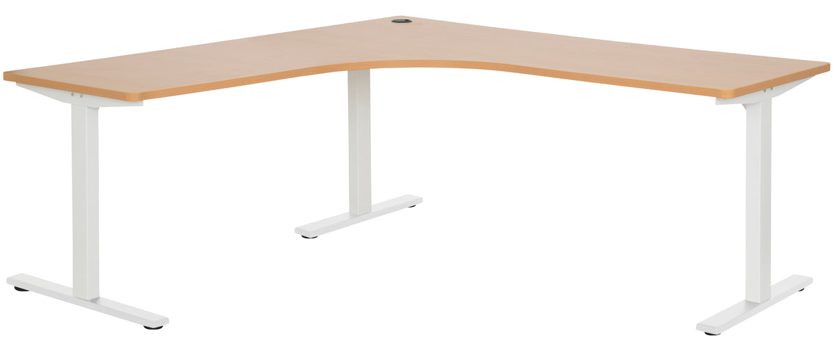 PULSE 1800x750 METAL LEG WORKSTATION BEECH TOP AND WHITE METAL FRAME