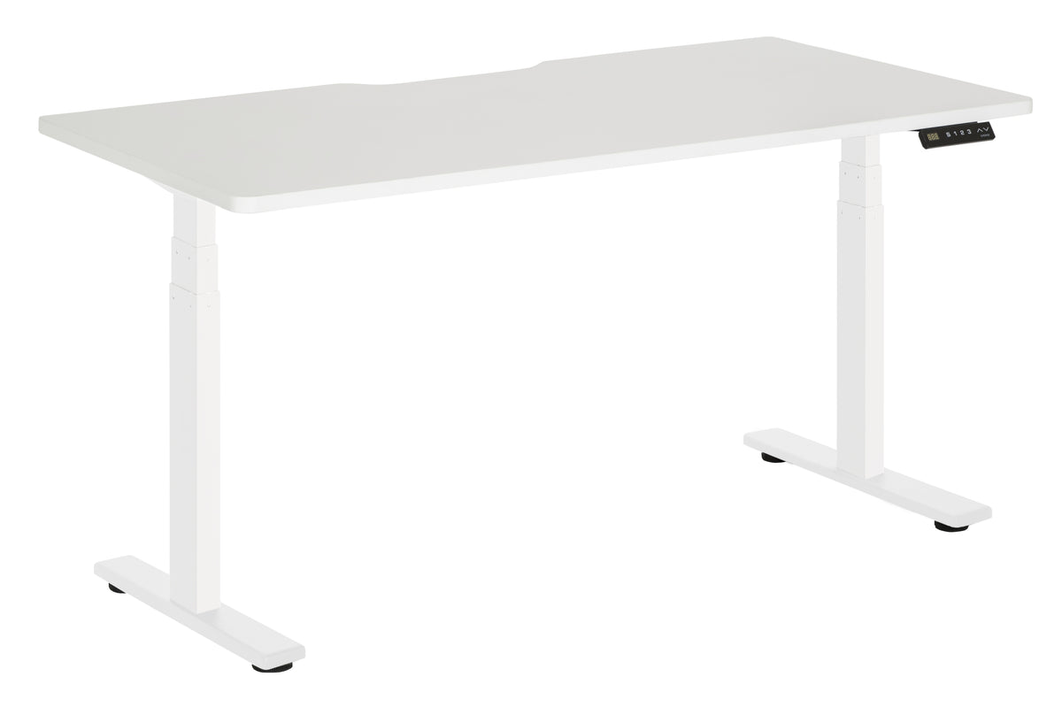 PULSE RAPID ASSEMBLY DUAL MOTOR HEIGHT ADJUSTABLE DESK 1800Wx800D WHITE METAL FRAME WITH WHITE SCALLOP TOP